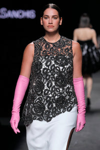 Her Trove - Fully beaded top with side slit dress