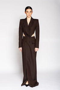 Her Trove - Cut out waistline stripe detailed column dress