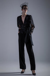 Cap sleeves embroidered top with pants - HerTrove