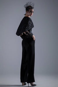 Cap sleeves embroidered top with pants - HerTrove