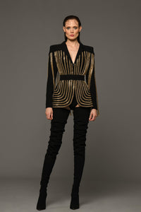 Crepe blazer featuring gold chains - HerTrove