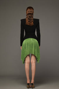 Short crepe dress with green chainmill - HerTrove