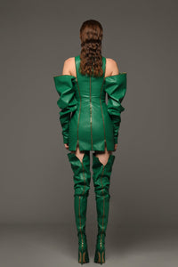 Leather mini dress with zippers - HerTrove