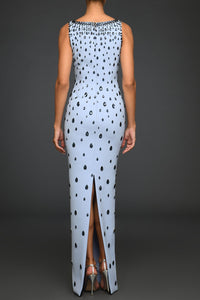 Baby blue rain drops embroidered dress - HerTrove