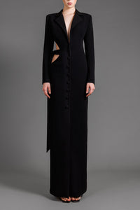 Her Trove-Crepe coat dress with side cut-outs