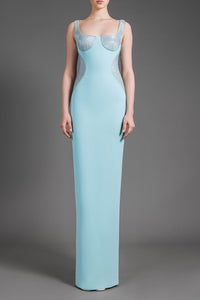 Her Trove-Crepe dress with shimmery illusion detailing