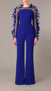 Crepe jumpsuit with feathers Jean-Louis Sabaji