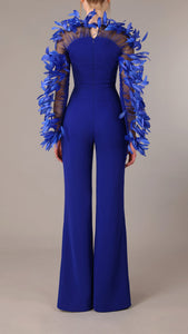 Crepe jumpsuit with feathers Jean-Louis Sabaji