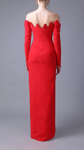 Waves structured neckline off shoulder dress Jean-Louis Sabaji