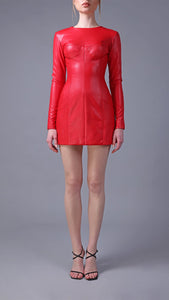 Long sleeves short leather dress Jean-Louis Sabaji