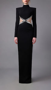Crystals beaded crepe dress with side cutouts Jean-Louis Sabaji