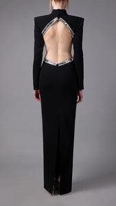 Crystals beaded crepe dress with side cutouts Jean-Louis Sabaji