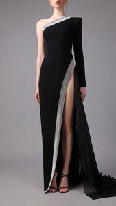 One sleeve high slit dress Jean-Louis Sabaji