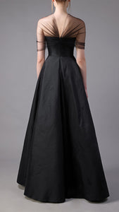 Taffeta A line dress with crystals on bust Jean-Louis Sabaji