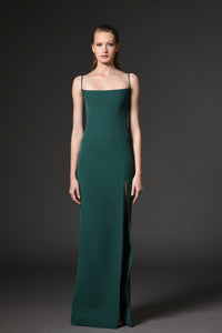 Her Trove-Crepe dress with cape in feathers