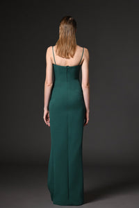 Her Trove-Crepe dress with cape in feathers