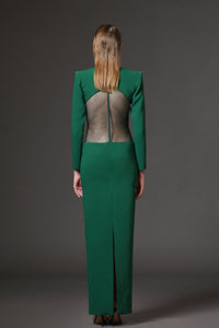Her Trove-Crepe dress with net embroidery