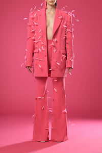Oversized crepe suit with feathers - HerTrove
