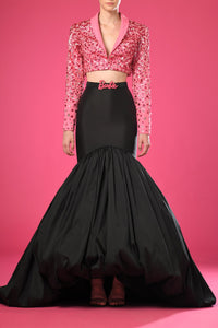 Fully embroidered jacket with taffeta skirt - HerTrove