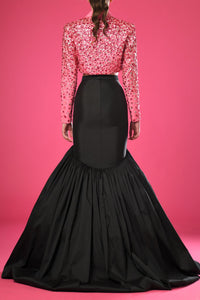 Fully embroidered jacket with taffeta skirt - HerTrove
