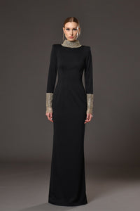 Her Trove-Jersey dress with crystal chainmill 