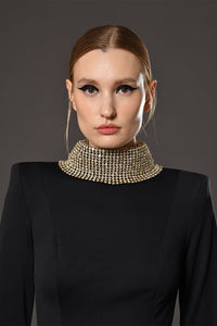 Her Trove-Jersey dress with crystal chainmill 