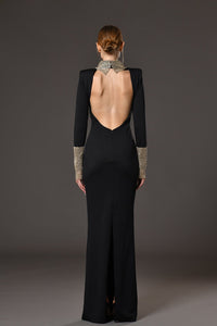 Her Trove-Jersey dress with crystal chainmill 