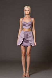 Her Trove-Satin blazer with top and skirt