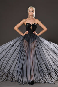 Her Trove-Satin strapless dress with flower cups
