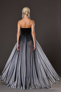 Her Trove-Satin strapless dress with flower cups