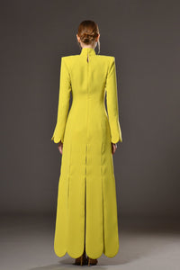 Her Trove-Crepe coat dress with petal detailed skirt