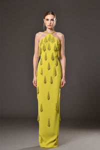 Her Trove-Sleeveless crepe dress with rhinestones