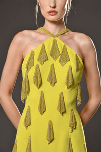 Her Trove-Sleeveless crepe dress with rhinestones