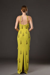 Her Trove-Sleeveless crepe dress with rhinestones