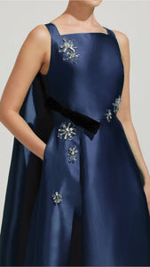 Cape style gown with crystal embellishments | HerTrove