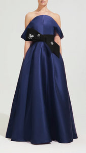 Taffeta dress with embelished belt | HerTrove