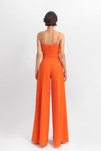 Floral detailed top with wide pants - HerTrove