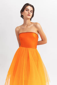 Sleeveless satin top with pleated tulle skirt - HerTrove