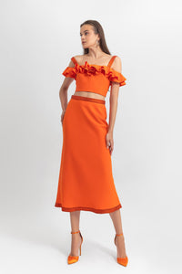 Ruffled top with midi skirt - HerTrove