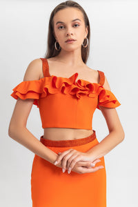 Ruffled top with midi skirt - HerTrove