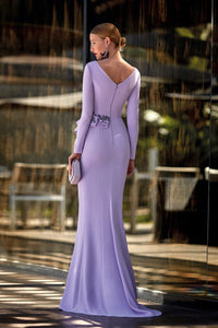 HerTrove - Beaded waistine long sleeves dress