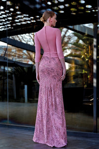 HerTrove - Gathered bodice mermaid beaded gown