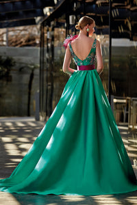 HerTrove - beaded bodice satin dress
