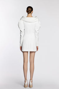 HerTrove-Crepe marocain dress featuring puff sleeves