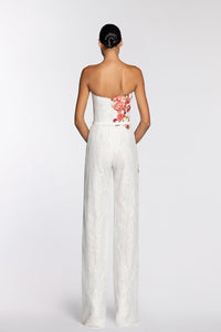 HerTrove-Embroidered lace jumpsuit with bomber