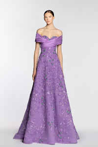 HerTrove-Draped bodice F=fully embroidered dress