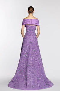 HerTrove-Draped bodice F=fully embroidered dress