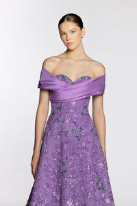 HerTrove-Draped bodice F=fully embroidered dress
