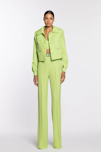 HerTrove-Bright green crop top paired with pants and bolero