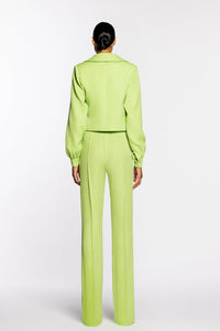HerTrove-Bright green crop top paired with pants and bolero